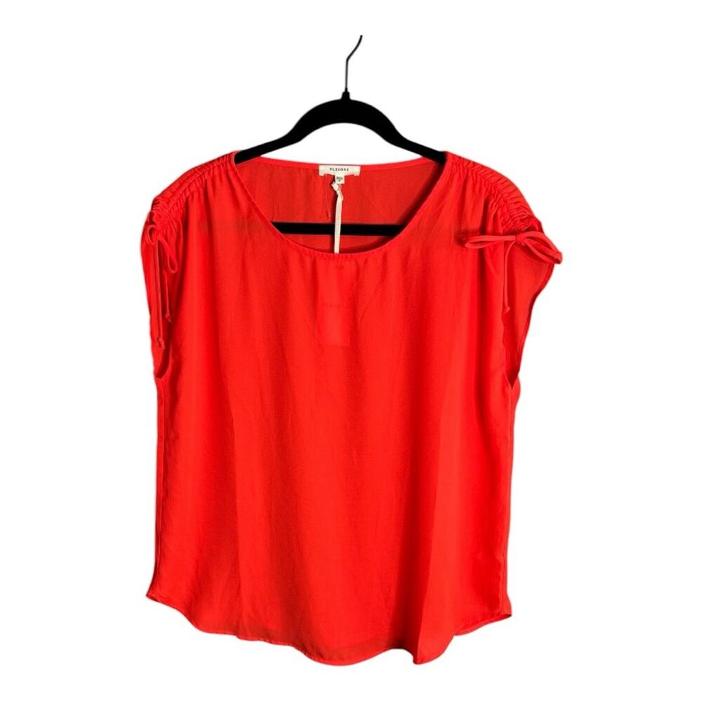 Pleione Orange Short Sleeve Blouse Cinched Detail Medium